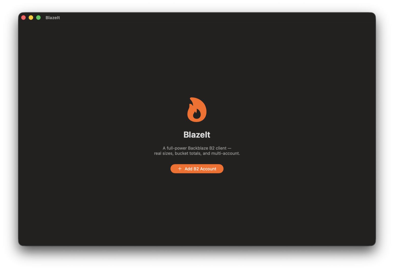 BlazeIt welcome screen on macOS